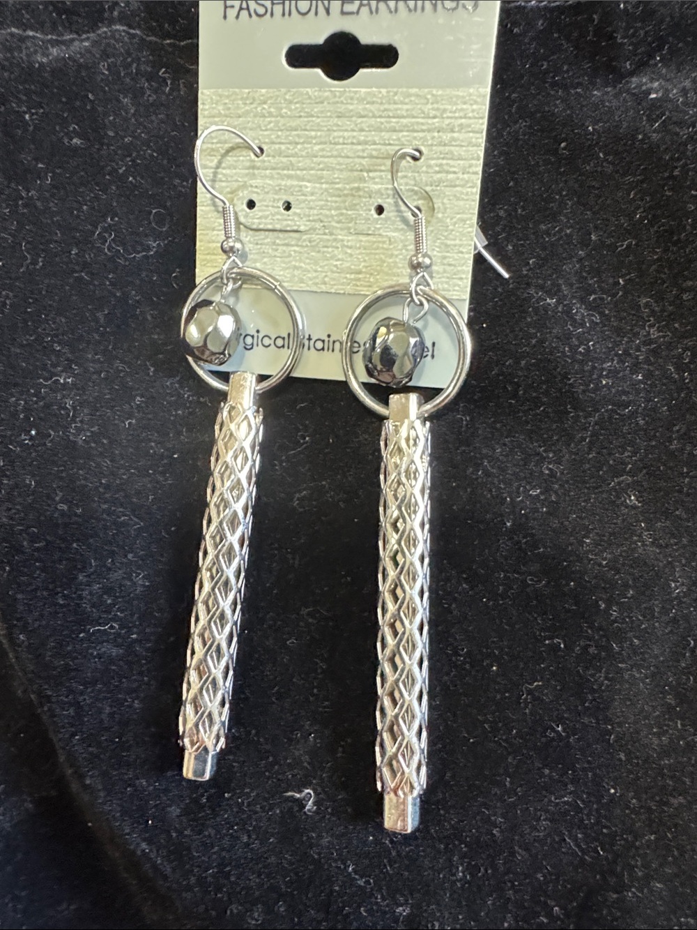 Silver Textured Drop Earrings - Fashion Earrings
